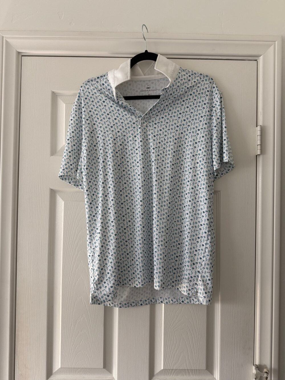 grayson & dunn golf polo white and blue‎ cocktails & palm trees men size medium